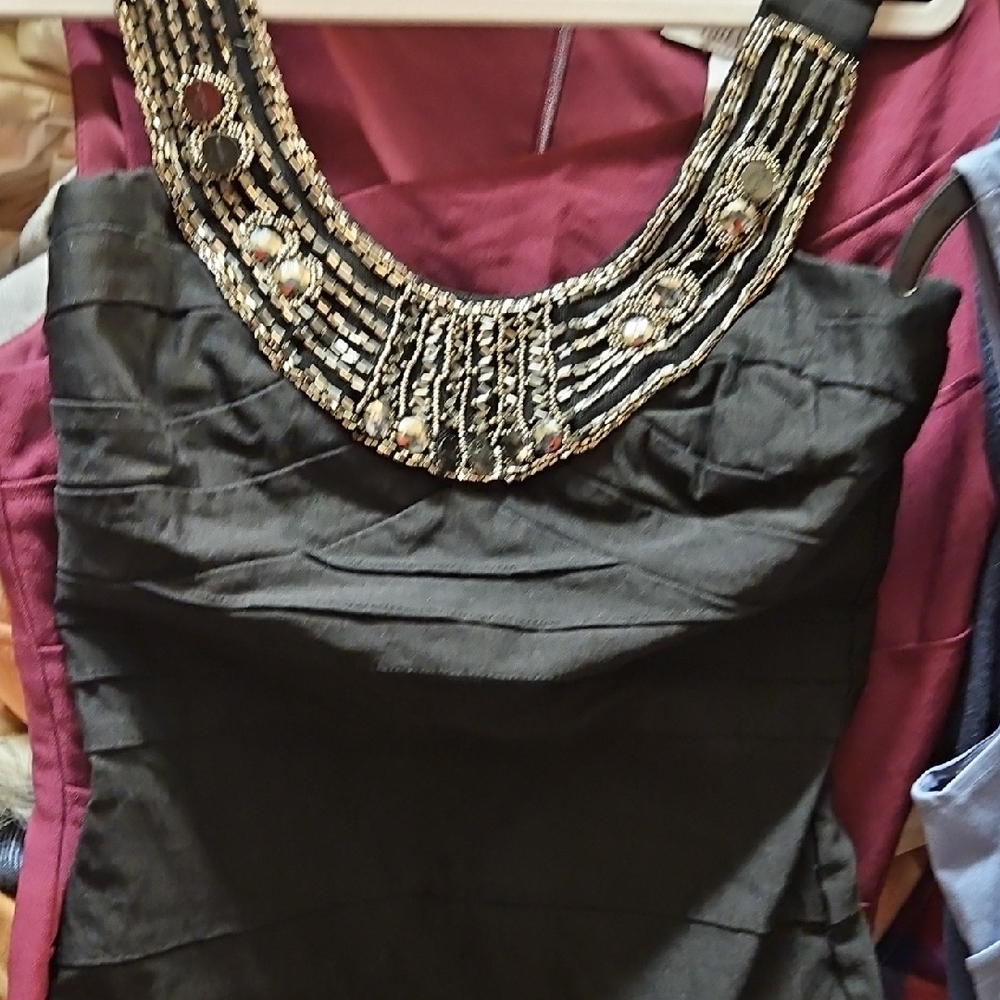Studio Y Black Dress with Beaded Neckline